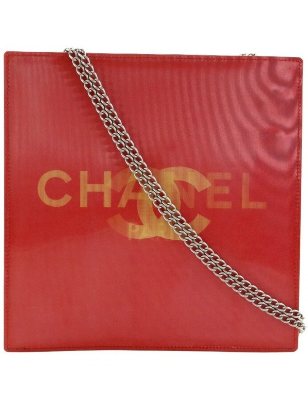 CHANEL Hologram Chain Shoulder Shoulder Bag COCO Mark Red Plastics Women